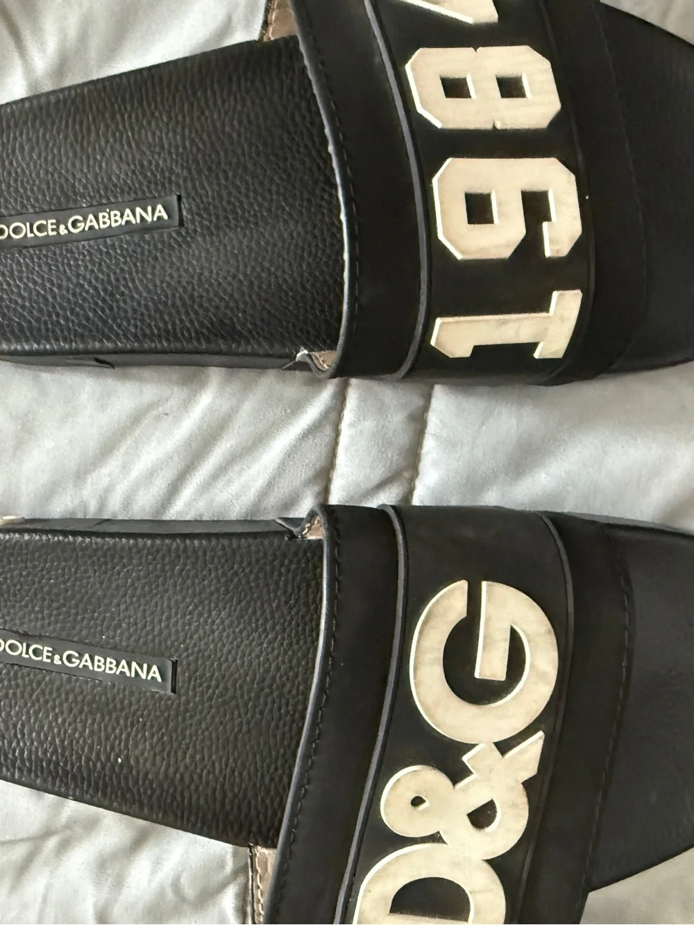 Dolce & Gabbana Black Slides with White Logo Details